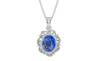 Sterling Silver Ceylon Blue Sapphire Pendant Limited Quality (P5)