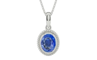 Sterling Silver Ceylon Blue Sapphire Pendant Limited Quality (P7)