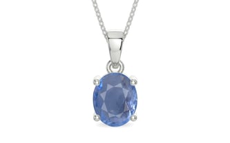 Sterling Silver Ceylon Blue Sapphire Pendant Prime Quality (P10)