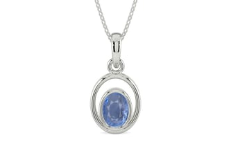 Sterling Silver Ceylon Blue Sapphire Pendant Prime Quality (P12)