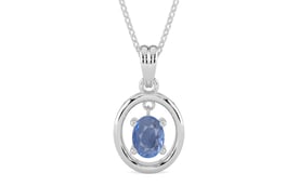 Sterling Silver Ceylon Blue Sapphire Pendant Prime Quality (P2)