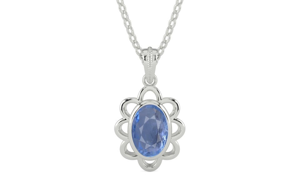 Sterling Silver Ceylon Blue Sapphire Pendant Prime Quality (P3)