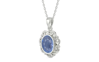 Sterling Silver Ceylon Blue Sapphire Pendant Prime Quality (P5)
