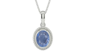 Sterling Silver Ceylon Blue Sapphire Pendant Prime Quality (P7)