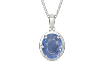 Sterling Silver Ceylon Blue Sapphire Pendant Prime Quality (P8)