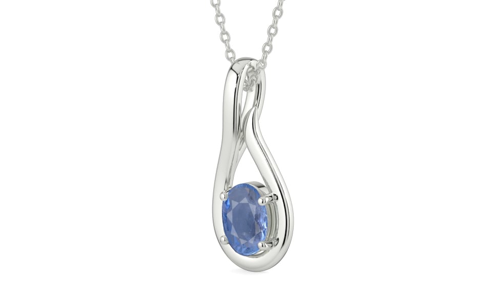 Sterling Silver Ceylon Blue Sapphire Pendant Prime Quality (P9)