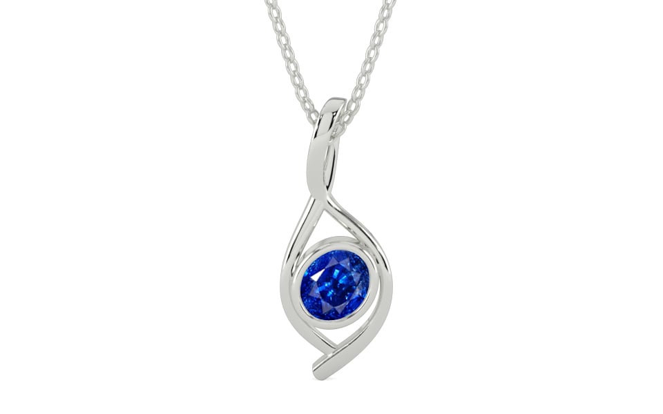 Sterling Silver Ceylon Blue Sapphire Pendant Rare Quality (P1)