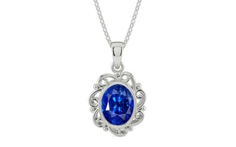 Sterling Silver Ceylon Blue Sapphire Pendant Rare Quality (P5)