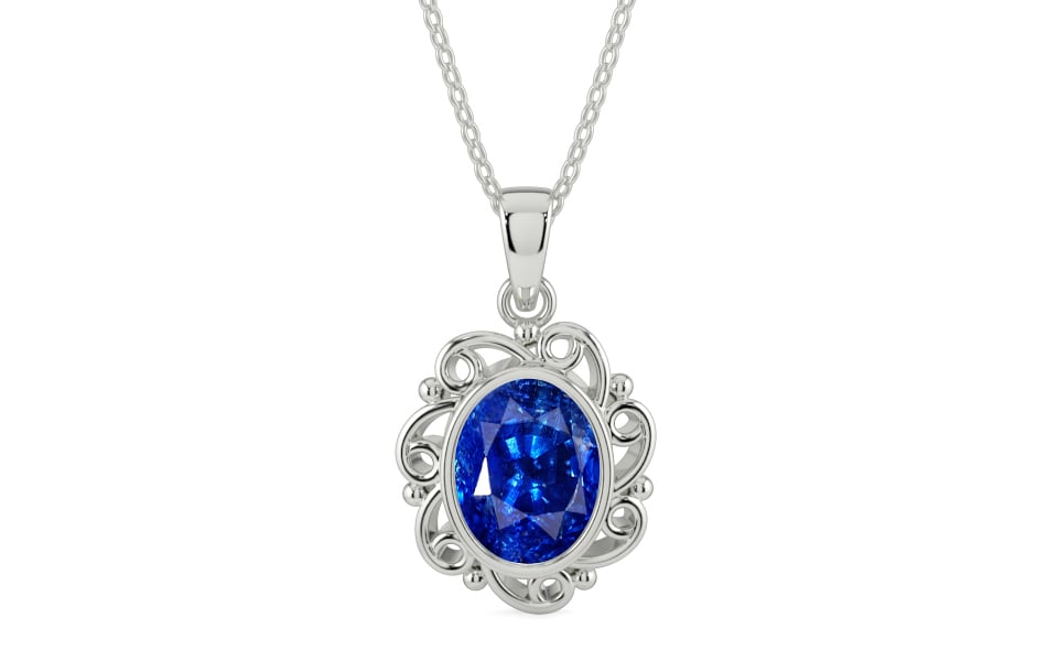 Sterling Silver Ceylon Blue Sapphire Pendant Rare Quality (P5)
