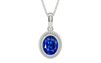 Sterling Silver Ceylon Blue Sapphire Pendant Rare Quality (P7)