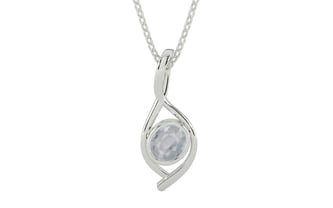 Sterling Silver Ceylon White Sapphire Pendant Fine Quality (P1)