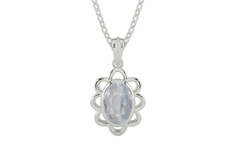 Sterling Silver Ceylon White Sapphire Pendant Fine Quality (P3)