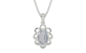 Sterling Silver Ceylon White Sapphire Pendant Fine Quality (P3)