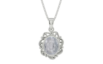 Sterling Silver Ceylon White Sapphire Pendant Fine Quality (P5)