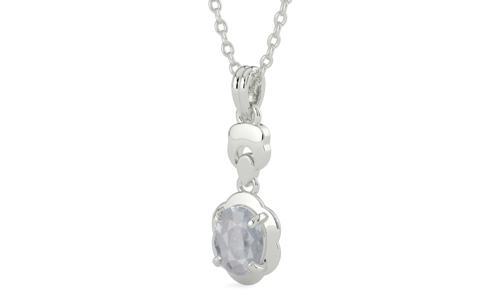 Sterling Silver Ceylon White Sapphire Pendant Fine Quality (P6)