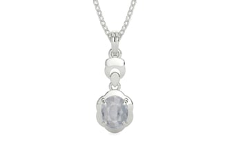 Sterling Silver Ceylon White Sapphire Pendant Fine Quality (P6)