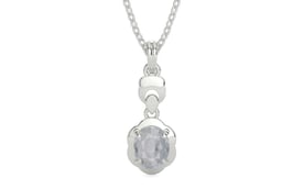 Sterling Silver Ceylon White Sapphire Pendant Fine Quality (P6)