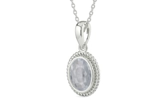 Sterling Silver Ceylon White Sapphire Pendant Fine Quality (P7)