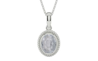Sterling Silver Ceylon White Sapphire Pendant Fine Quality (P7)