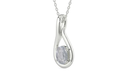 Sterling Silver Ceylon White Sapphire Pendant Fine Quality (P9)