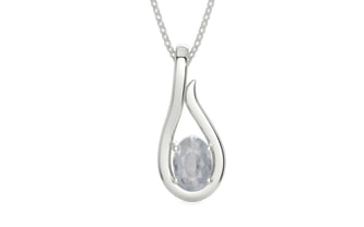 Sterling Silver Ceylon White Sapphire Pendant Fine Quality (P9)