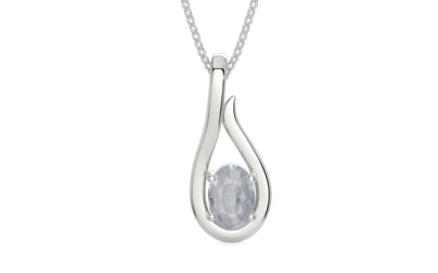 Sterling Silver Ceylon White Sapphire Pendant Fine Quality (P9)