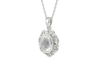 Sterling Silver Ceylon White Sapphire Pendant Limited Quality (P5)