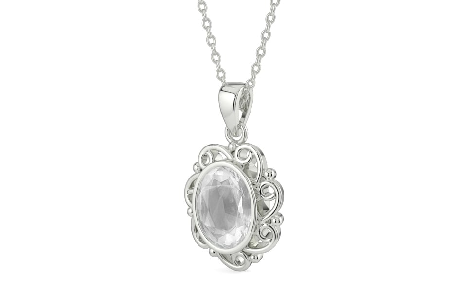 Sterling Silver Ceylon White Sapphire Pendant Limited Quality (P5)
