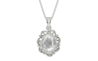 Sterling Silver Ceylon White Sapphire Pendant Limited Quality (P5)