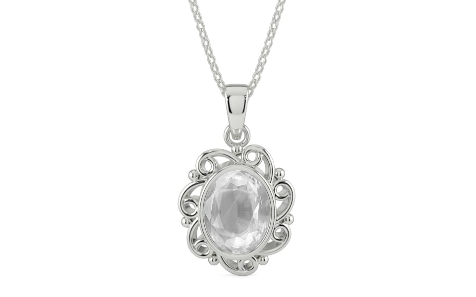 Sterling Silver Ceylon White Sapphire Pendant Limited Quality (P5)