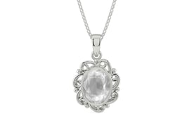 Sterling Silver Ceylon White Sapphire Pendant Limited Quality (P5)