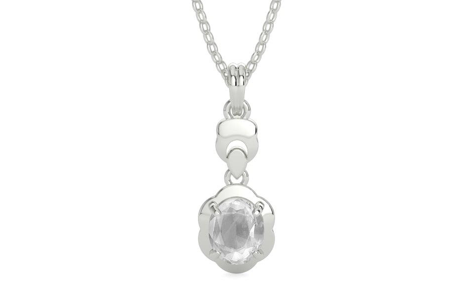 Sterling Silver Ceylon White Sapphire Pendant Limited Quality (P6)