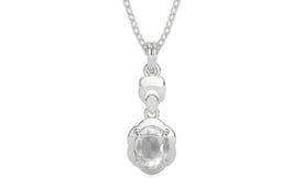 Sterling Silver Ceylon White Sapphire Pendant Limited Quality (P6)