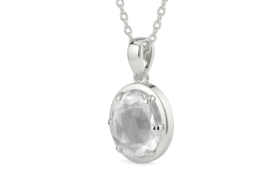 Sterling Silver Ceylon White Sapphire Pendant Limited Quality (P8)