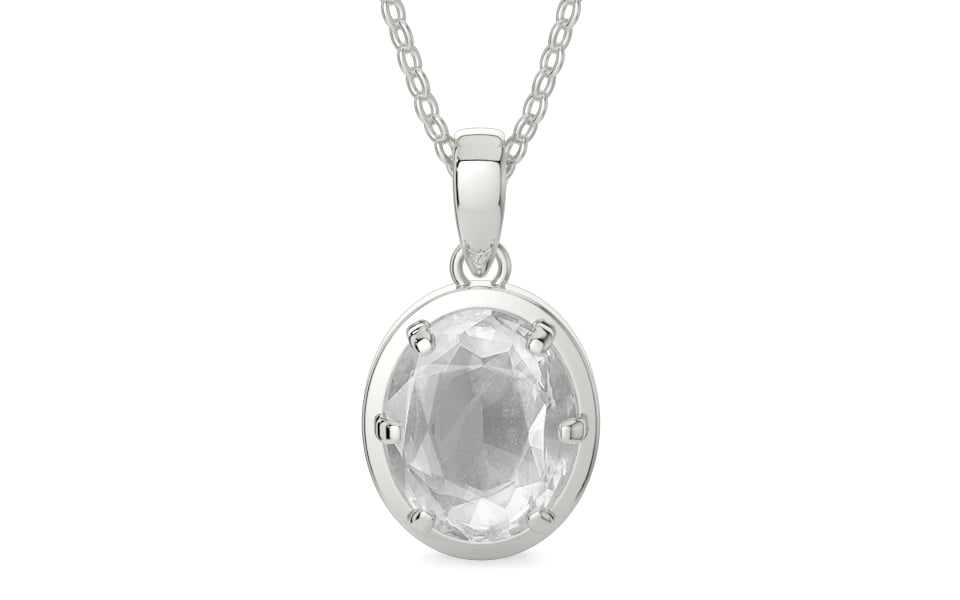Sterling Silver Ceylon White Sapphire Pendant Limited Quality (P8)