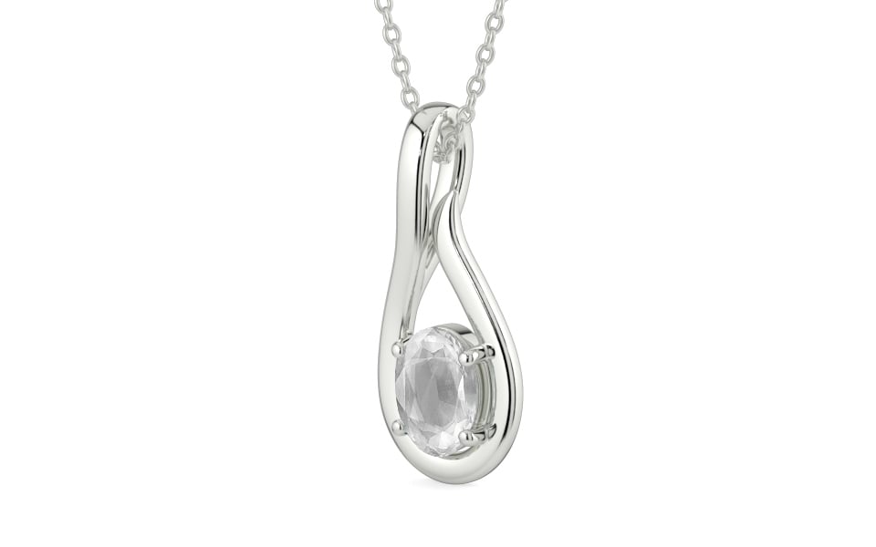 Sterling Silver Ceylon White Sapphire Pendant Limited Quality (P9)