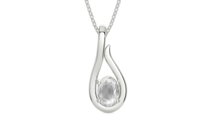 Sterling Silver Ceylon White Sapphire Pendant Limited Quality (P9)