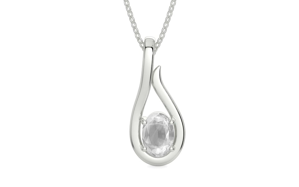 Sterling Silver Ceylon White Sapphire Pendant Limited Quality (P9)