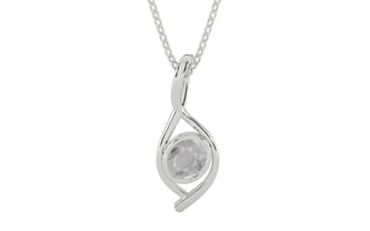 Sterling Silver Ceylon White Sapphire Pendant Prime Quality (P1)