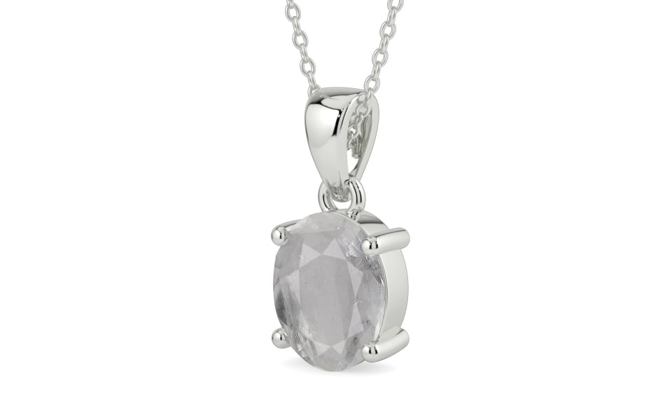 Sterling Silver Ceylon White Sapphire Pendant Prime Quality (P10)