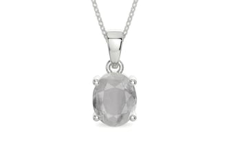 Sterling Silver Ceylon White Sapphire Pendant Prime Quality (P10)
