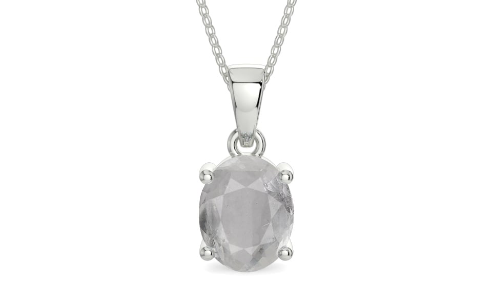 Sterling Silver Ceylon White Sapphire Pendant Prime Quality (P10)