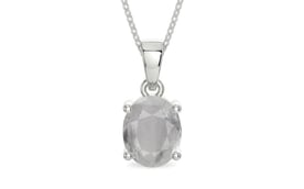 Sterling Silver Ceylon White Sapphire Pendant Prime Quality (P10)