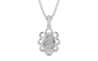 Sterling Silver Ceylon White Sapphire Pendant Prime Quality (P3)