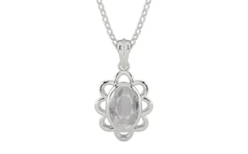Sterling Silver Ceylon White Sapphire Pendant Prime Quality (P3)