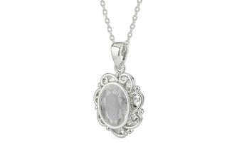 Sterling Silver Ceylon White Sapphire Pendant Prime Quality (P5)