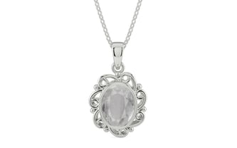 Sterling Silver Ceylon White Sapphire Pendant Prime Quality (P5)