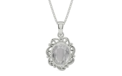 Sterling Silver Ceylon White Sapphire Pendant Prime Quality (P5)