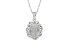 Sterling Silver Ceylon White Sapphire Pendant Prime Quality (P5)