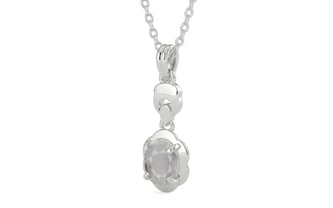 Sterling Silver Ceylon White Sapphire Pendant Prime Quality (P6)